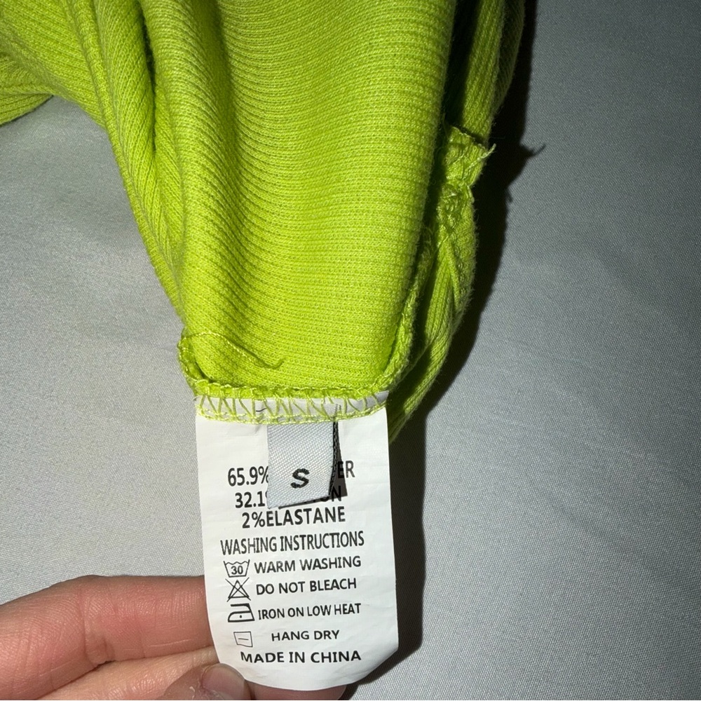 Miss Sparkling Neon Green Ribbed Crop Tank Tie Back Y2K Top Small - Picture 6 of 6